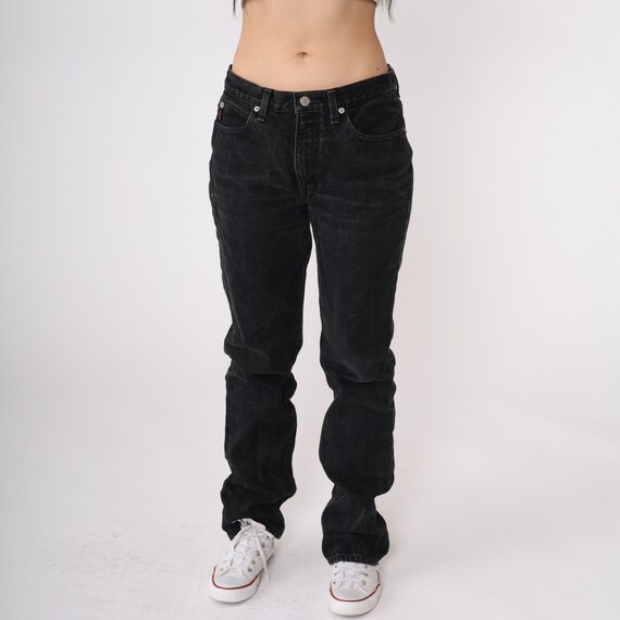 90s Guess Jeans Black Boyfriend Jeans Mid Rise Waist Jeans Denim Pants Relaxed Tapered Leg Vintage Medium 30
