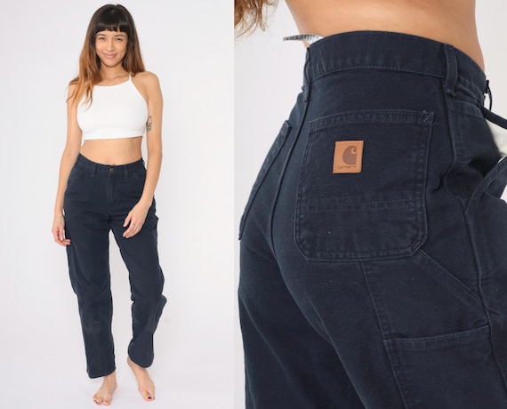 超極太00sレア CARHARTT ブラックバギーカーゴパンツ Y2K Y2k Black Carhartt Pants Utility Straight Leg Pants Hammer