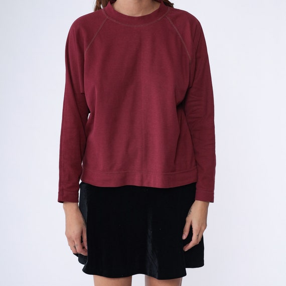 Burgundy Raglan Tee 90s Long Sleeve T Shirt Retro… - image 6