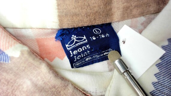 Patchwork Fabric Swatch Print 70s Button Up Shirt… - image 10