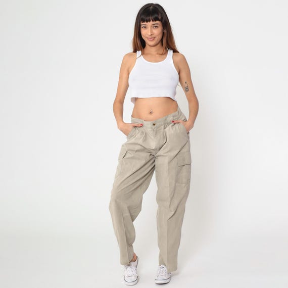 90s Khaki Cargo Pants Pleated Relaxed Work Pants Baggy Sportwear Straight Leg Vintage 1990s Streetwear Work Wear Bugle Boy Men's 36x30