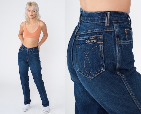 Pleated Mom Jeans 80s 90s Denim Pants High Waist Jeans 1990s Jeans Tapered  Dark Wash Denim 1990s Vintage XXS 2XS 