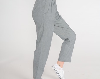 Tapered Checkered Trousers 80s Pleated Pants High Waisted Rise Pants Retro Plaid Preppy Slacks Punk Chic Vintage 1980s Small S 26