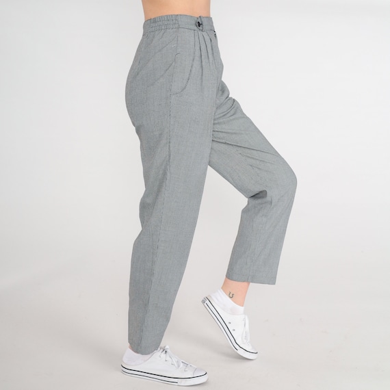 Tapered Checkered Trousers 80s Pleated Pants High Waisted Rise Pants Retro Plaid Preppy Slacks Punk Chic Vintage 1980s Small S 26