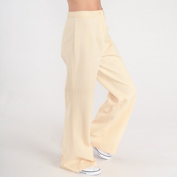 Pale Yellow Bell Bottoms Pants 70s Boho Hippie Bellbottom High Waisted 1970s Vintage Bohemian Trousers High Rise Small 28 S