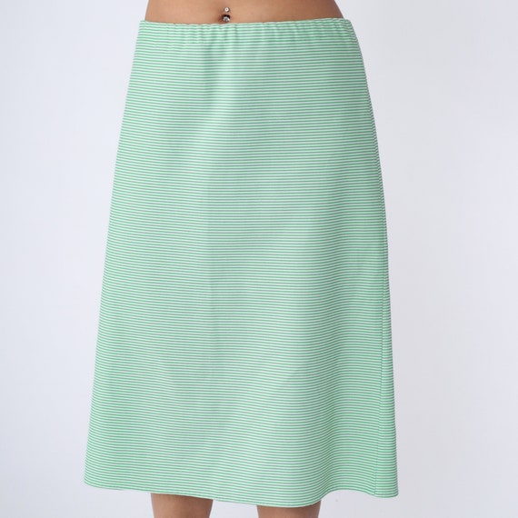70s Midi Skirt Striped Green White Skirt Mod Hipp… - image 6