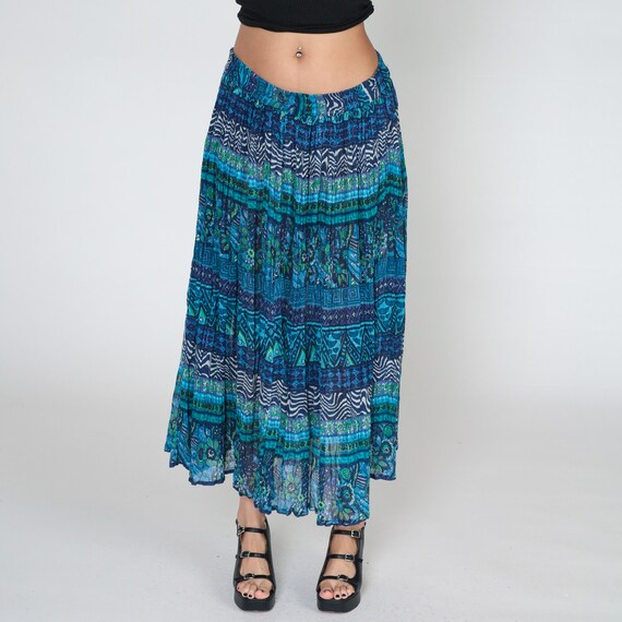 Blue Broomstick Skirt Y2K Maxi Skirt Indian Floral Ab… Gem