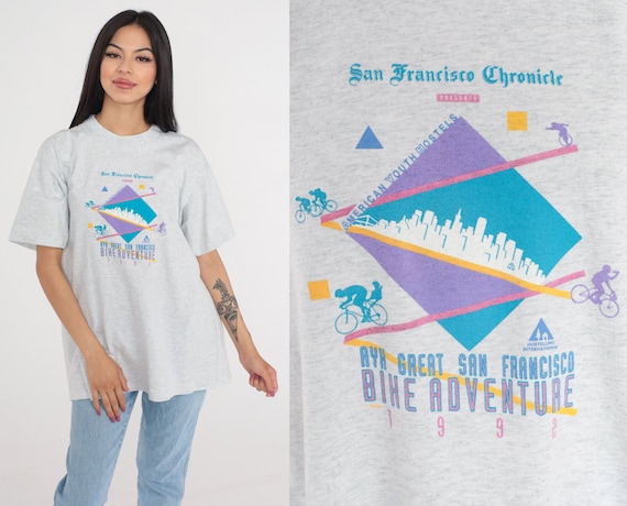 1992 Great San Francisco Bike Adventure Shirt 90s Bicycle Tour T-Shirt Bike Race Graphic Tee Single Stitch Vintage 1990s Screen Stars XL