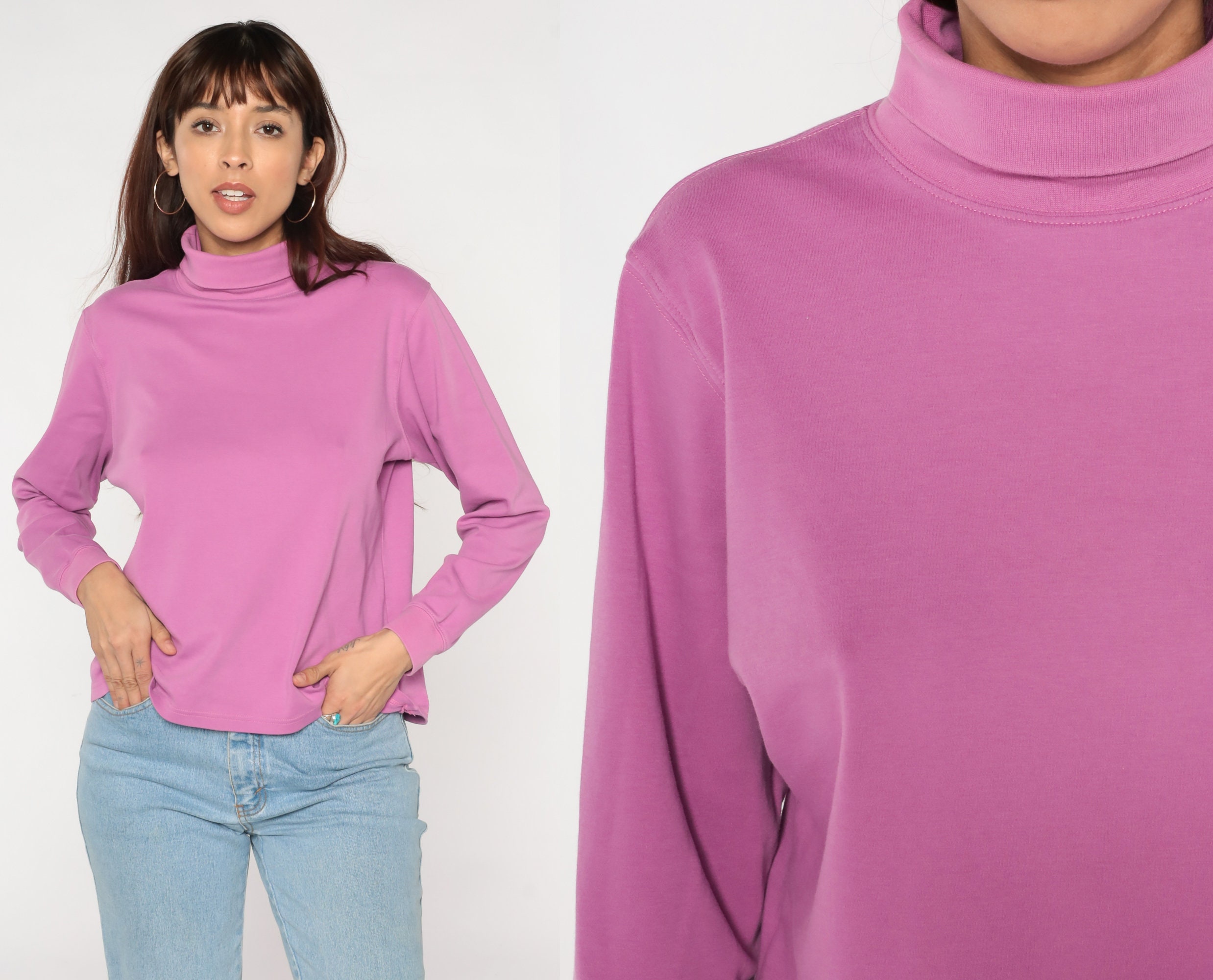 Lila Rollkragen Shirt Y2K LL Bean Langarm Shirt Basic Retro Schlicht  Rollkragen Top Plain Orchidee Rosa Lässig Bluse Vintage 00s Large L - Etsy  Schweiz