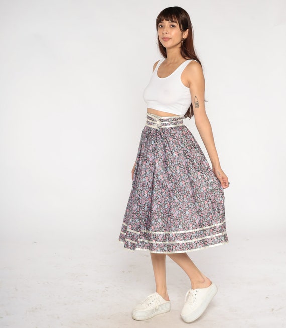 Gunne Sax Skirt 70s Foral Prairie Skirt Calico Mi… - image 2