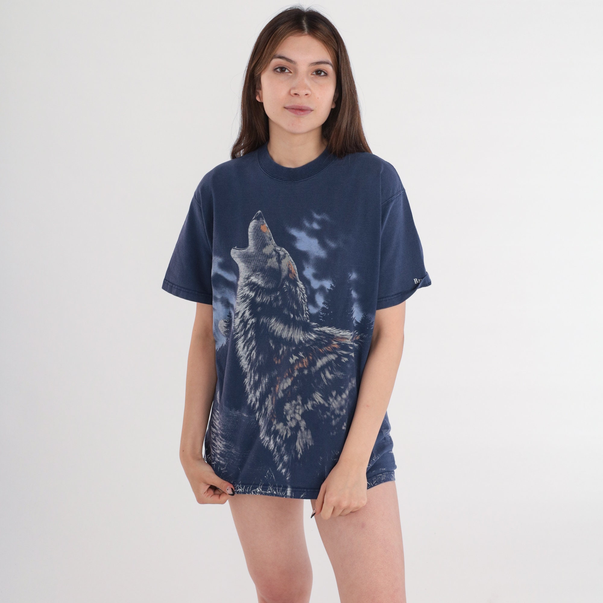 Lone Wolf Shirt 90s Wild Wolves T-Shirt Howling Animal Graphic Tee ...