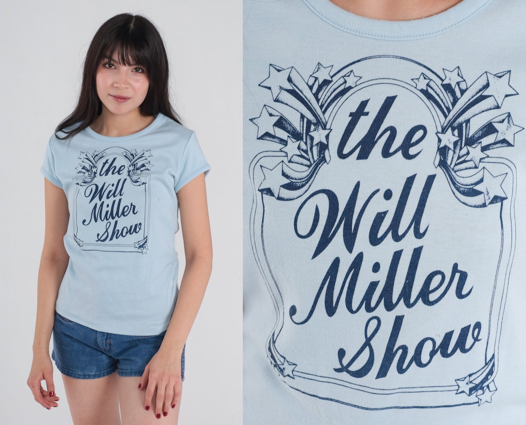 The Will Miller Show Shirt 70s Shirt Baby Blue Graphic Tee Retro