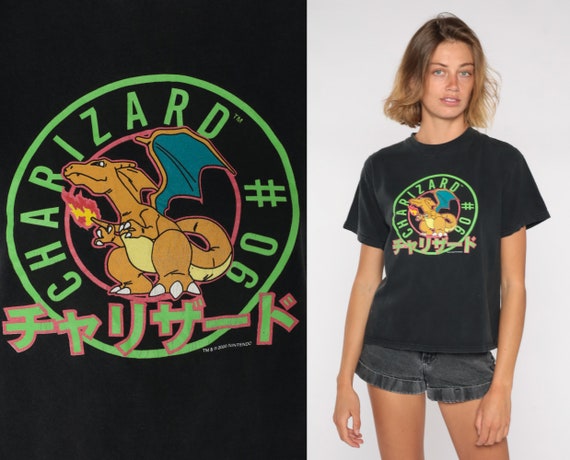 Vintage Pokemon Shirt CHARIZARD Tee Y2k Anime Tshirt Nintendo