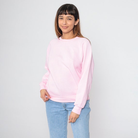 Baby Pink Crewneck Sweatshirt 80s Sweatshirt Raglan Sleeve Plain Pastel Shirt Slouchy 1980s Vintage Sweat Shirt Lee Small Medium