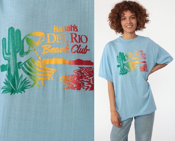 Harrah's Del Rio Shirt Beach Club Cactus 80s Southwest T Shirt Laughlin Nevada Southwestern Graphic Tshirt Vintage Saguaro Medium Large