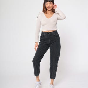 Vintage Levi 550 Jeans 90s Black Tapered Mom Jeans Paint Splatter High Waisted Ankle Denim Pants Straight Leg Levis Strauss 1990s 32 x 32