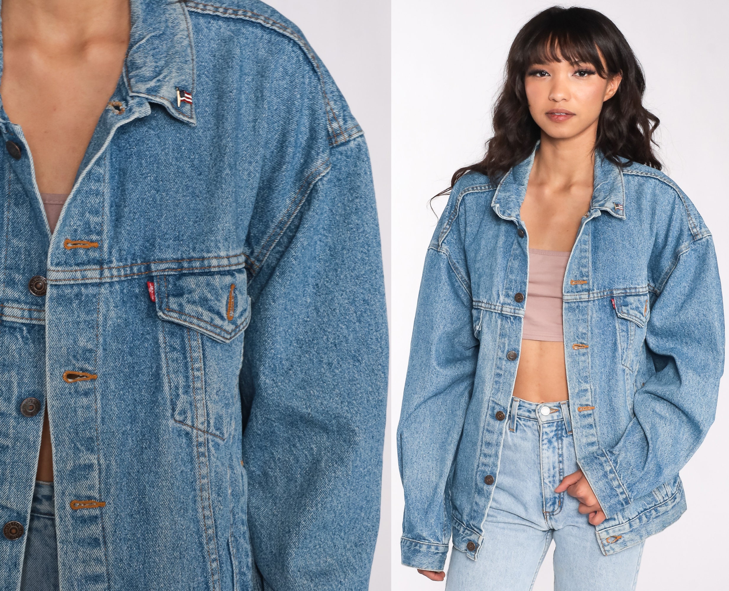 Levis Denim Jacket 90s Blue Jean Jacket Button Up Grunge Levi Strauss