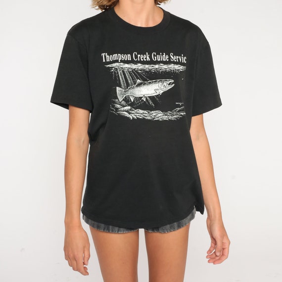Trout Fishing Shirt 80s Thompson Creek Alaska T-S… - image 7