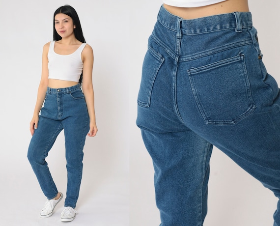 90s Mom Jeans Forenza Stretch Jeans High Waist Tapered Jeans 1990s High Waisted Denim Pants 90s Vintage Blue Retro Denim Small (Vtg 10)