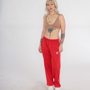 パンツ 00s adidas nylon wide pants y2k teck red Adidas Track Pants Y2K Red Joggers Gym Jogging Running