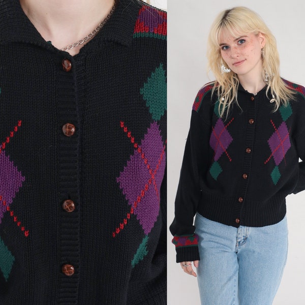 90s Argyle Print Sweatshirt| Vintage Flou Orange Sweatshirt| Women's Plaid Long Sleeved Sweater