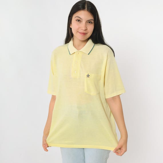 80s Polo Shirt White Grand Slam Munsingwear Shirt Penguin Collared Shirt Half Button Up Tshirt Preppy Retro Semi-Sheer Vintage 1980s Large L