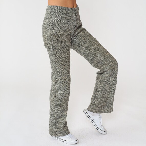 70s Wool Pants 70s Flared Trousers Flecked Black White Mod Mid Rise Woven Hippie Boho Flares Retro Plain Vintage 1970s Hippie Extra Small xs