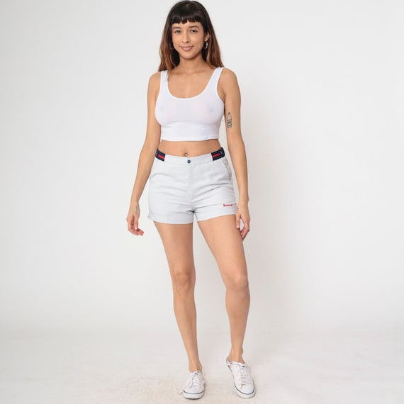 Vintage Pinstripe Tennis Shorts 80s Bancroft Sport Shorts White High Waisted Striped Athletic Shorts Vintage 1980s Sportswear Small 33