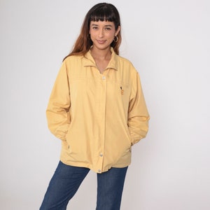 Yellow Windbreaker Jacket Letter E Patch Zip Up Jacket 90s Windbreaker Plain Simple Basic Jacket Retro Vintage 1990s Large