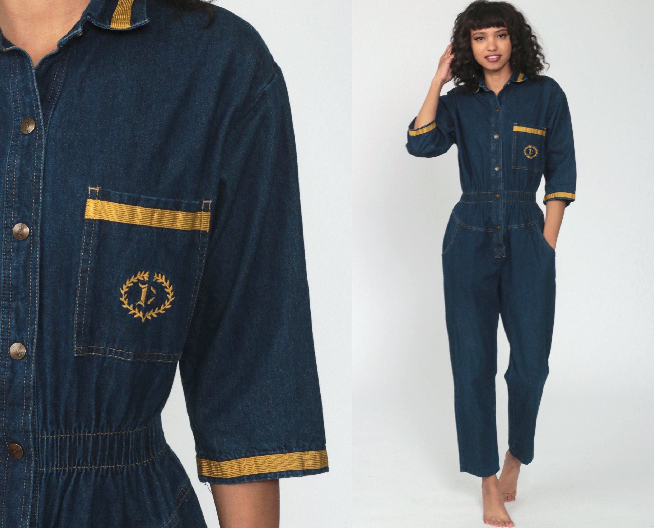 80s Denim Jumpsuit Coveralls Pants Jean 