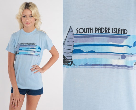 South Padre Island Shirt 80s Texas T-Shirt Sailbo… - image 1
