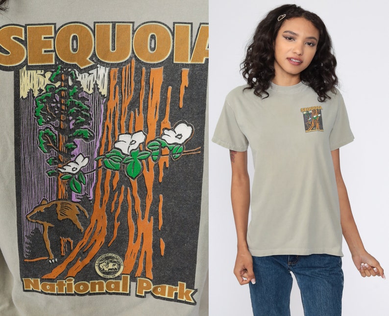 Sequoia National Park Shirt Bear TShirt Animal T Shirt 90s Graphic Tshirt Wildlife Shirt 1990s Retro Taupe Small