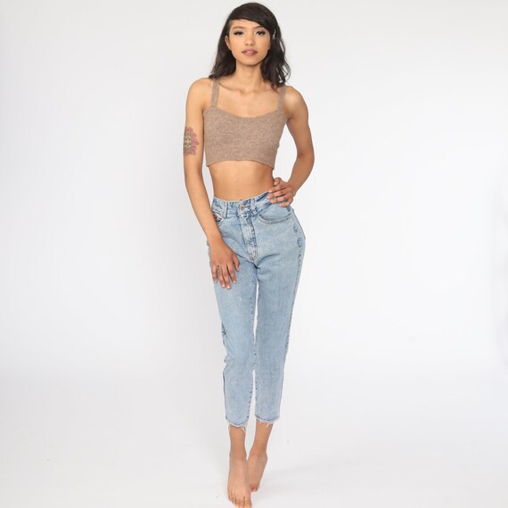 Acid Wash Jeans 80s Mom Jeans Denim High Waist Jeans 1980s Tapered High Waisted Denim Pants Skinny Vintage Small 26