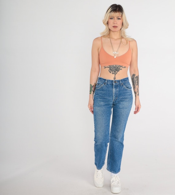 90s Lee Jeans Mom Jeans Mid Rise Waist Jeans 1990s Straight Leg Denim Pants 90s Vintage Blue Retro Small