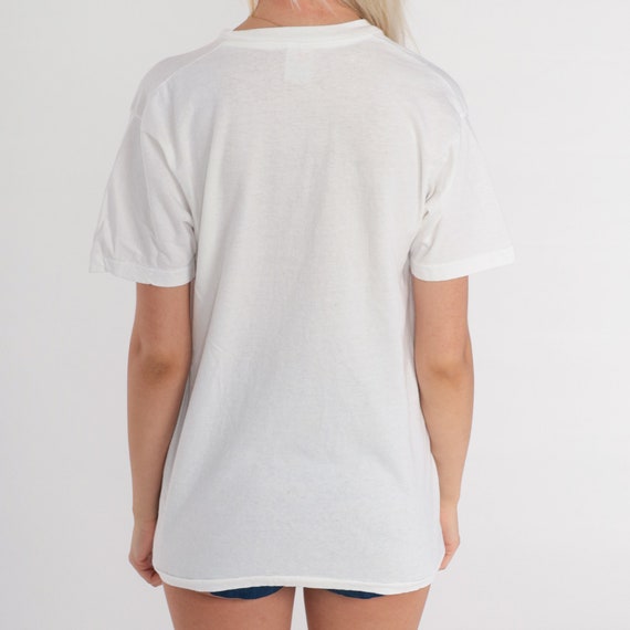 Plain White T-Shirt 80s Tee Basic Solid Crew Neck… - image 4