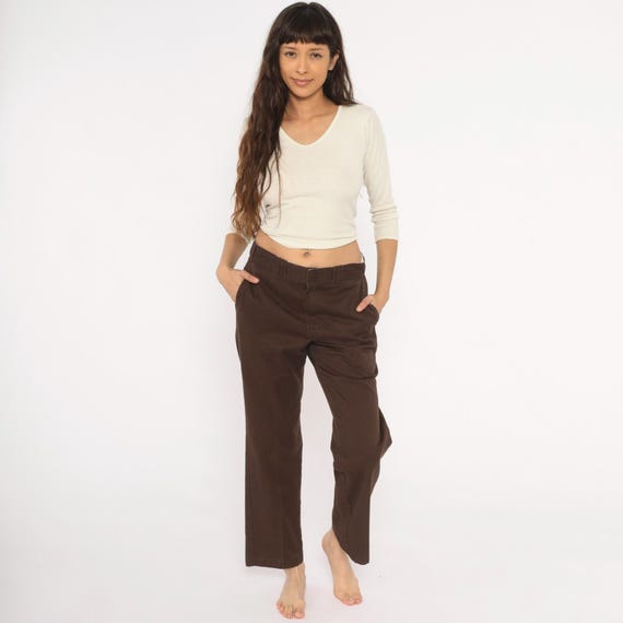Y2K Chocolate Dickies 874 Work Pants Brown Straight Leg Chino Trousers Workwear Mocha Slacks Dark Walnut Utility Uniform Style Medium 32