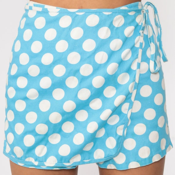 60s Skort xxs -- Blue Polka Dot Skirt Mod Mini Sk… - image 5