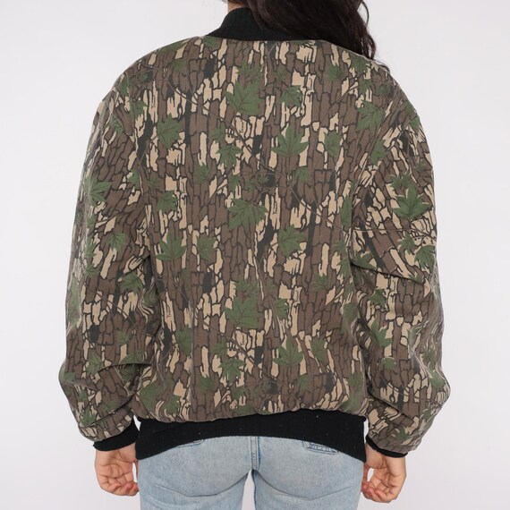 90s Camo Bomber Jacket Bark Tree Leaf Print Hunti… - image 6