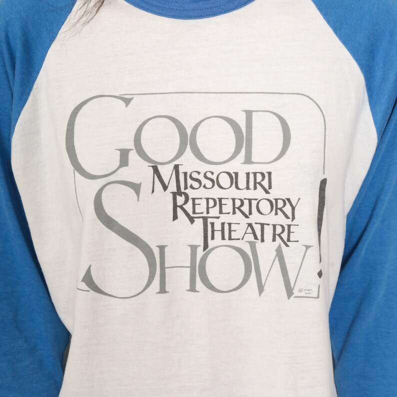 Missouri Repertory Theatre Shirt Ringer Tee Shirt Kansas City Shirt 80s TShirt Baseball Graphic Vintage 1980s Tee Raglan Small Medium zdjęcie 5