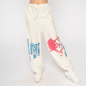 Vintage Flour Sack Pants 70s Feedsack Trousers Jamaica Kingston Flour Mill Bull Print Drawstring Waist Feed Sack Slacks Medium Large xl
