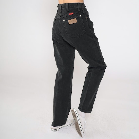 Vintage Black Wrangler Jeans 90s Straight Leg Jeans High Waist Jeans Denim Pants 1990s Western Rodeo Jeans Medium