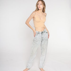 Vintage 90er Acid Wash Jeans Sasson Mom Jeans Grau Denim High Waist Jeans Tapered High Rise Boho 1980er 1990er Jahre Tapered Hose Small S 26