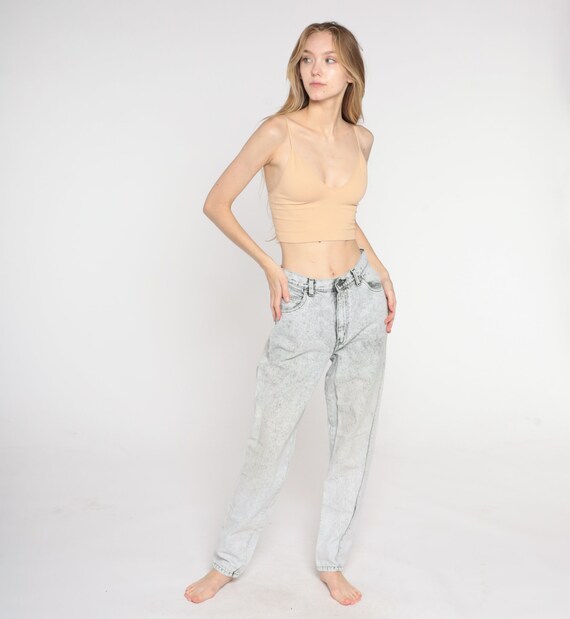 Vintage 90s Acid Wash Jeans Sasson Mom Jeans Grey Denim High Waist Jeans Tapered High Rise Boho 1980s 1990s Tapered Pants Small S 26