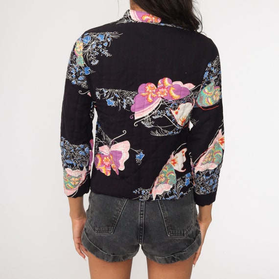 Floral Jacket Asian Quilted Jacket TOGGLE Boho Ja… - image 6