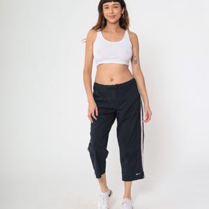 Nike Track Pants Y2K Black Side Stripe Pink White Athletic Wear
