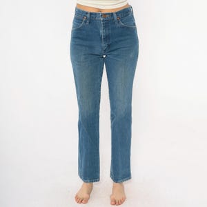 90-tals Wrangler-jeans med hög midja, raka ben, ljusblå tvättade denimjeans, bomull, vintage, klassiska, vardagliga, enkla byxor, 30x32, medium bild 11