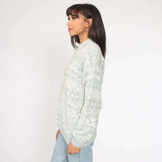 90s Geometric Sweater Green Cotton Ramie Sweater … - image 4