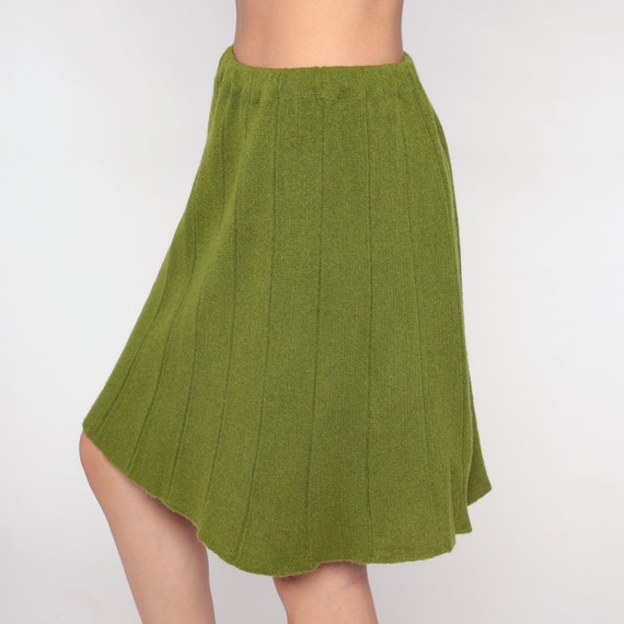 Knit Mini Skirt 70s Olive Green Ribbed Skirt High… - image 4