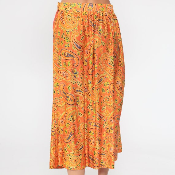 Bohemian Paisley Skirt Orange Psychedelic Skirt 7… - image 5