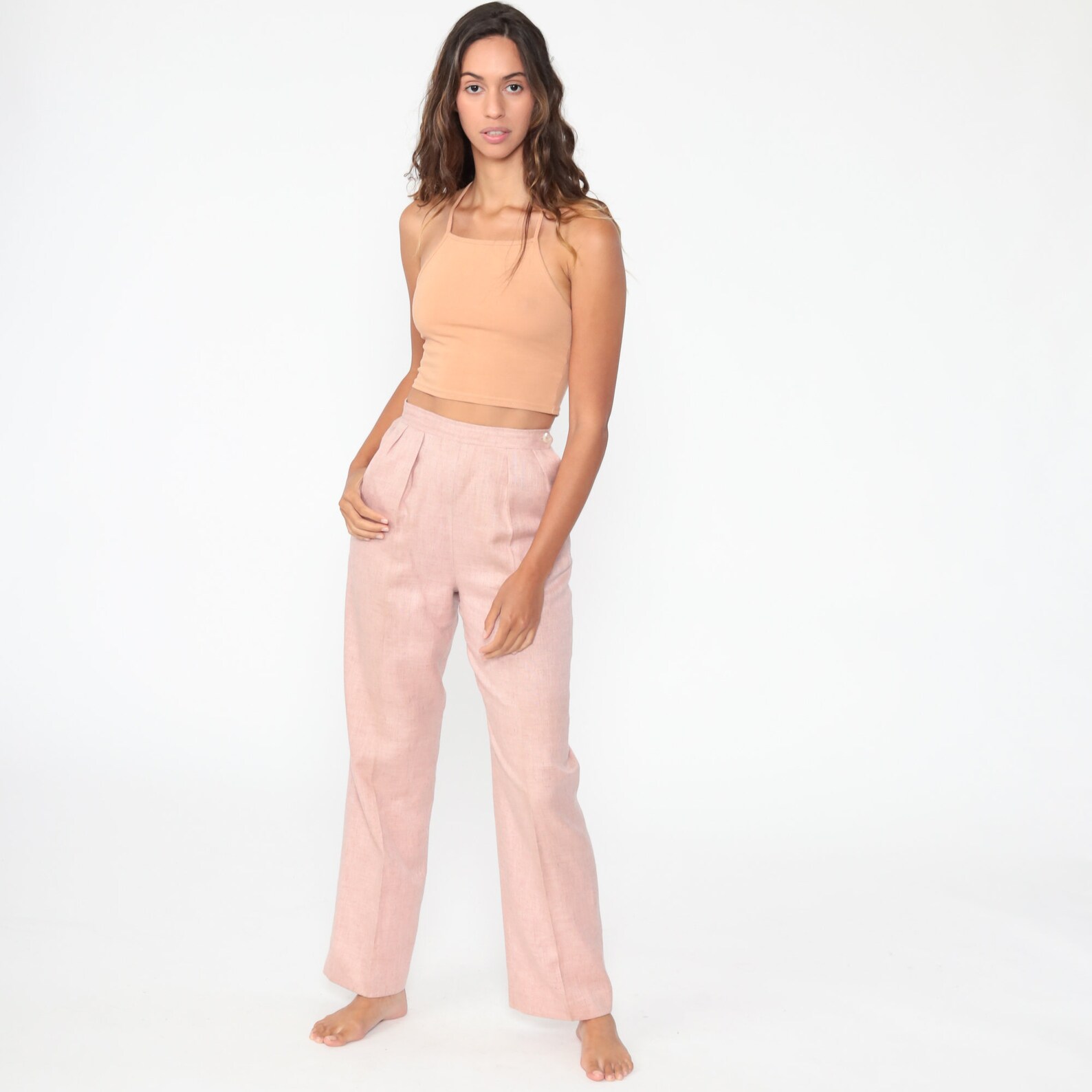 Pastel Pink Pants Pleated Trousers High Waisted Trousers 80s | Etsy